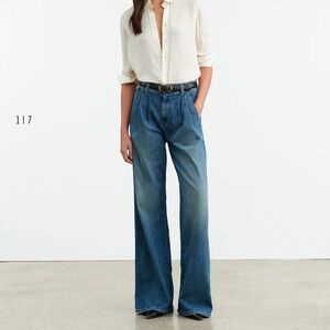 Nili Lotan Blue Flare Wide Leg Jeans